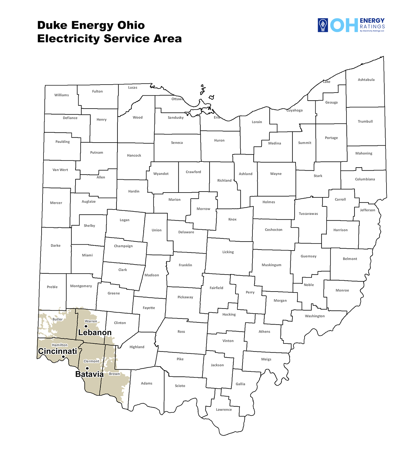 Duke Energy Ohio Service Area Map