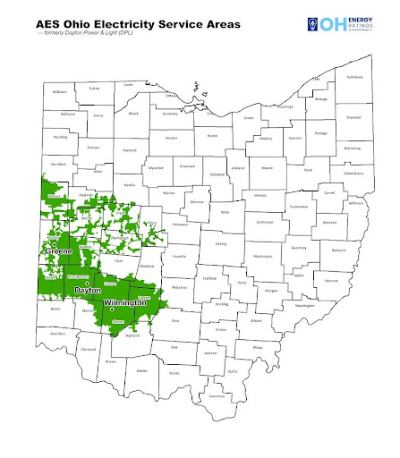 AES Ohio Electricity Service Areas