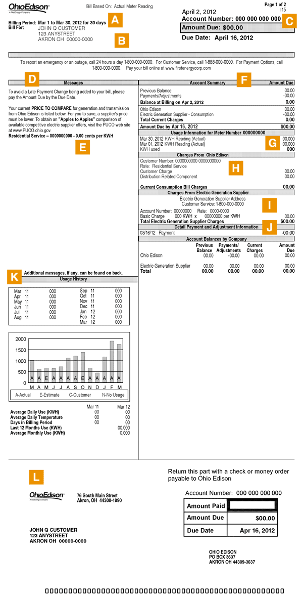 Understanding Your First Energy Ohio Bill Understanding Your First Energy Ohio Bill